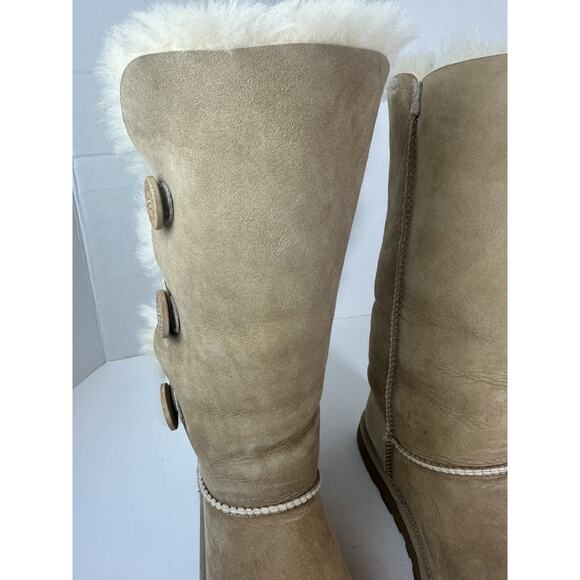 UGG Bailey Button Triplet II Boots Tall Fur Lined 1873 Tan Brown Women's Size 9 - Picture 7 of 16